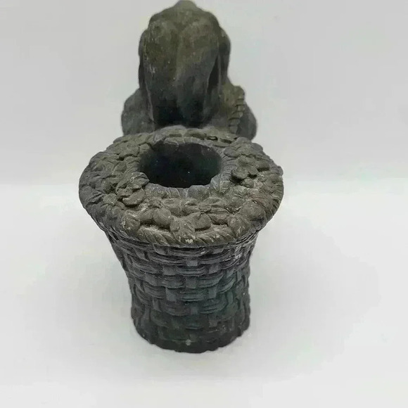 RARE Piece Rabbit Bunny Ressin Candle holder Pulling Basket - Picture 4 of 14